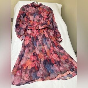 Vintage 1970s floral mock neck dress Willie of California🥀